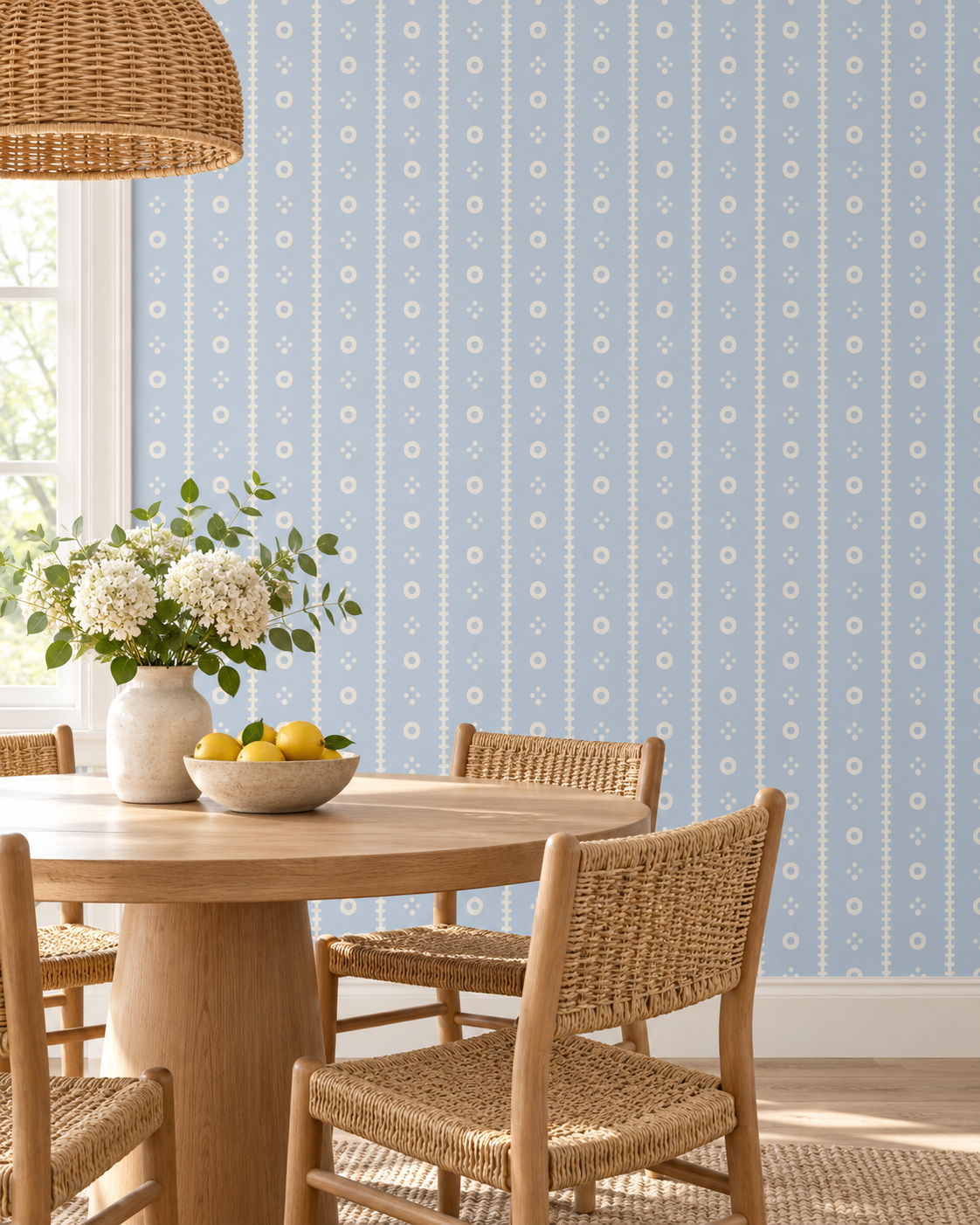 Circle Stripe Wallpaper in a styled interior