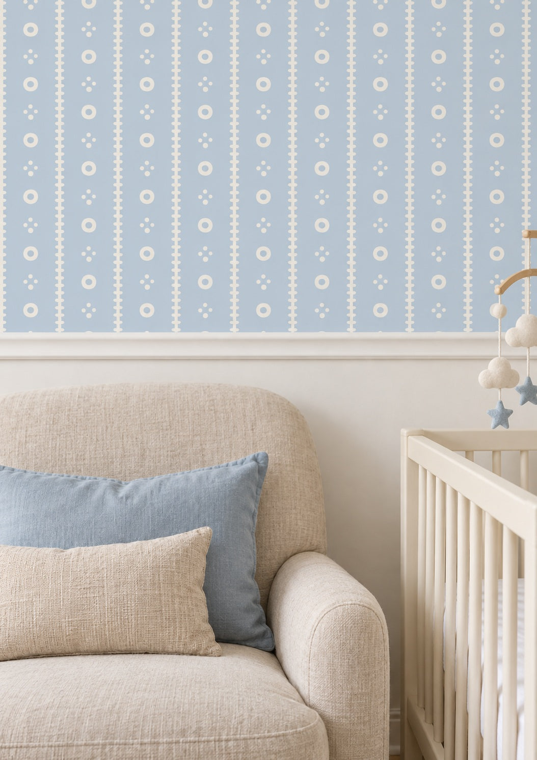 Circle Stripe Wallpaper in a styled interior