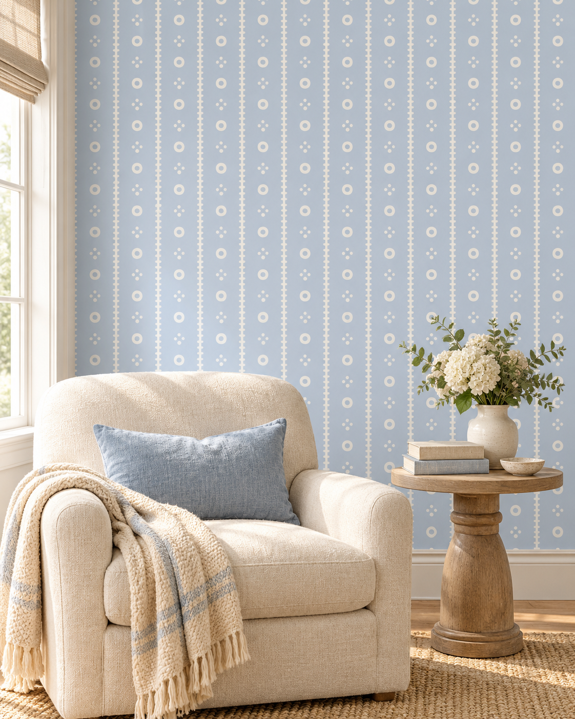 Circle Stripe Wallpaper in a styled interior