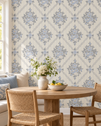 Floral Trellis Wallpaper in a styled interior