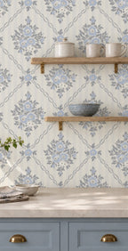 Floral Trellis Wallpaper in a styled interior