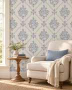 Floral Trellis Wallpaper in a styled interior