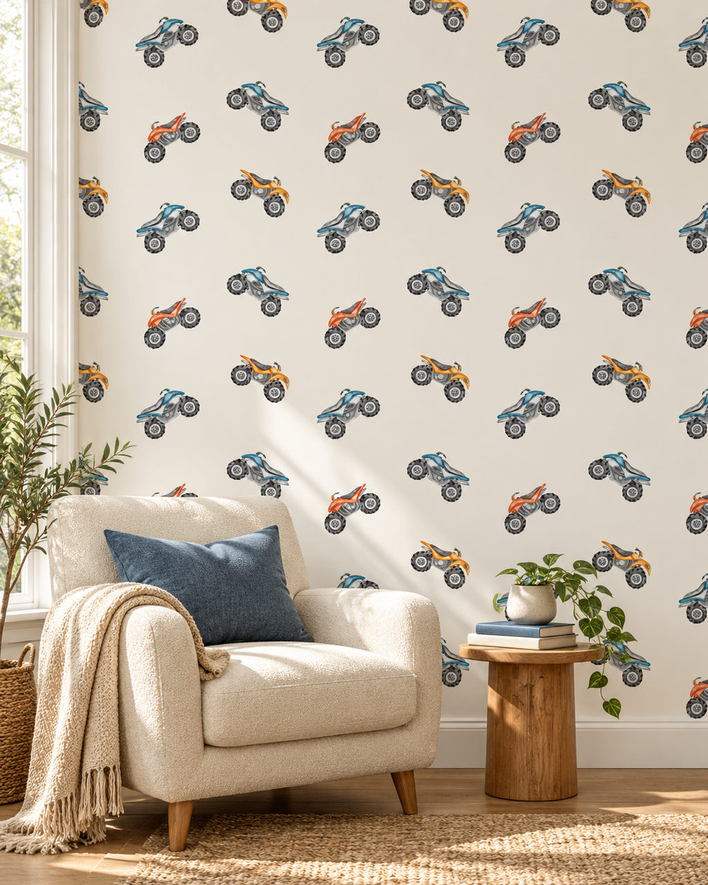 Monster Truck Wallpaper in a styled interior