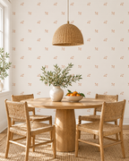 Peach Ditsy Wallpaper in a styled interior