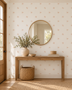 Peach Ditsy Wallpaper in a styled interior