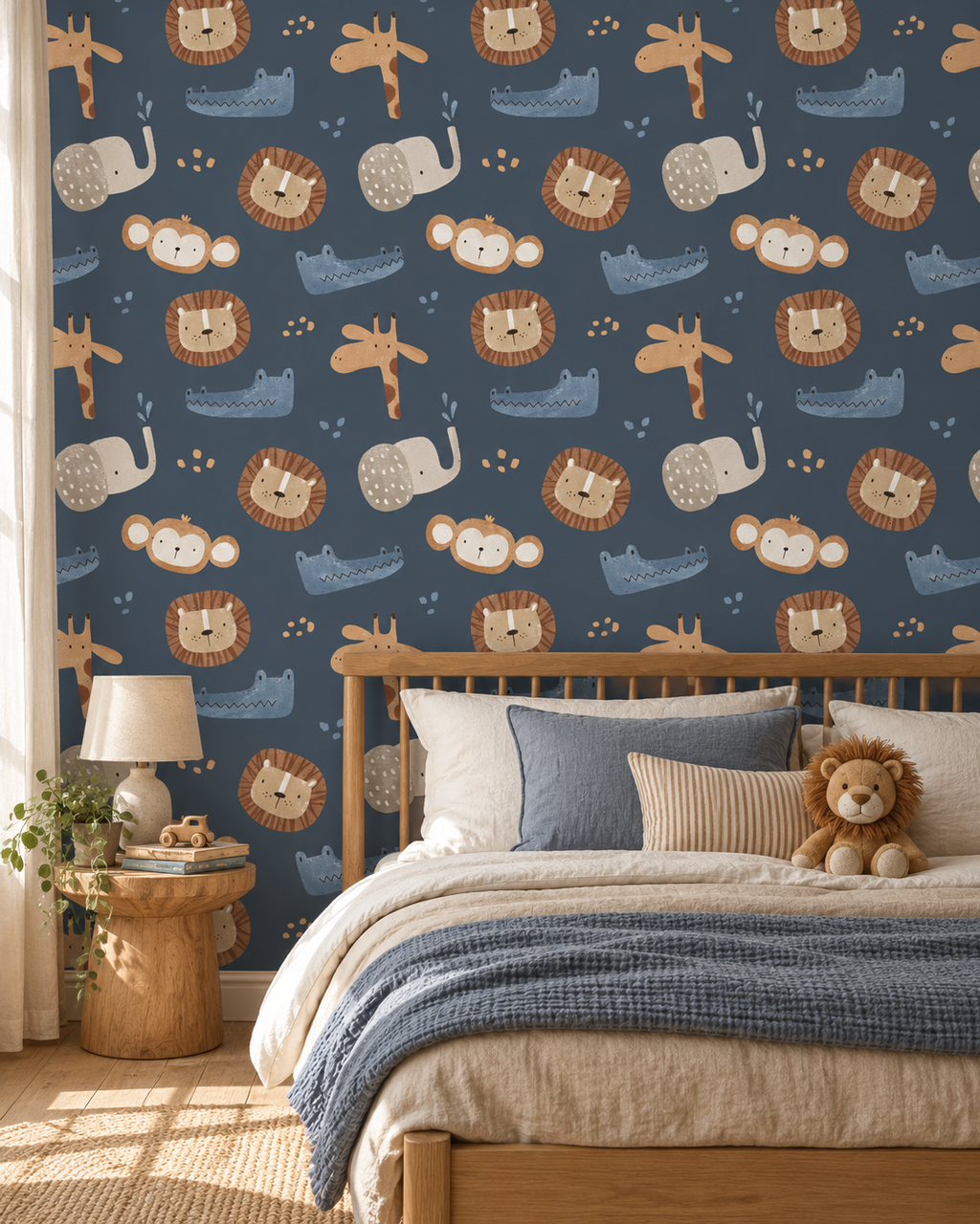 Midnight Jungle Wallpaper in a styled interior