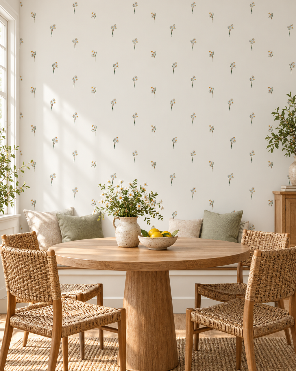 Meadow Sprig Wallpaper in a styled interior