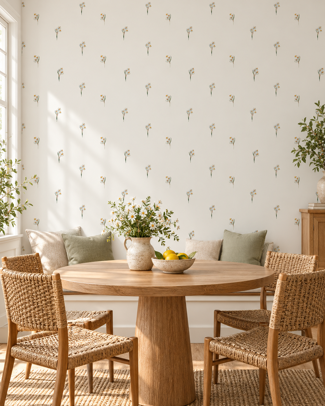 Meadow Sprig Wallpaper in a styled interior