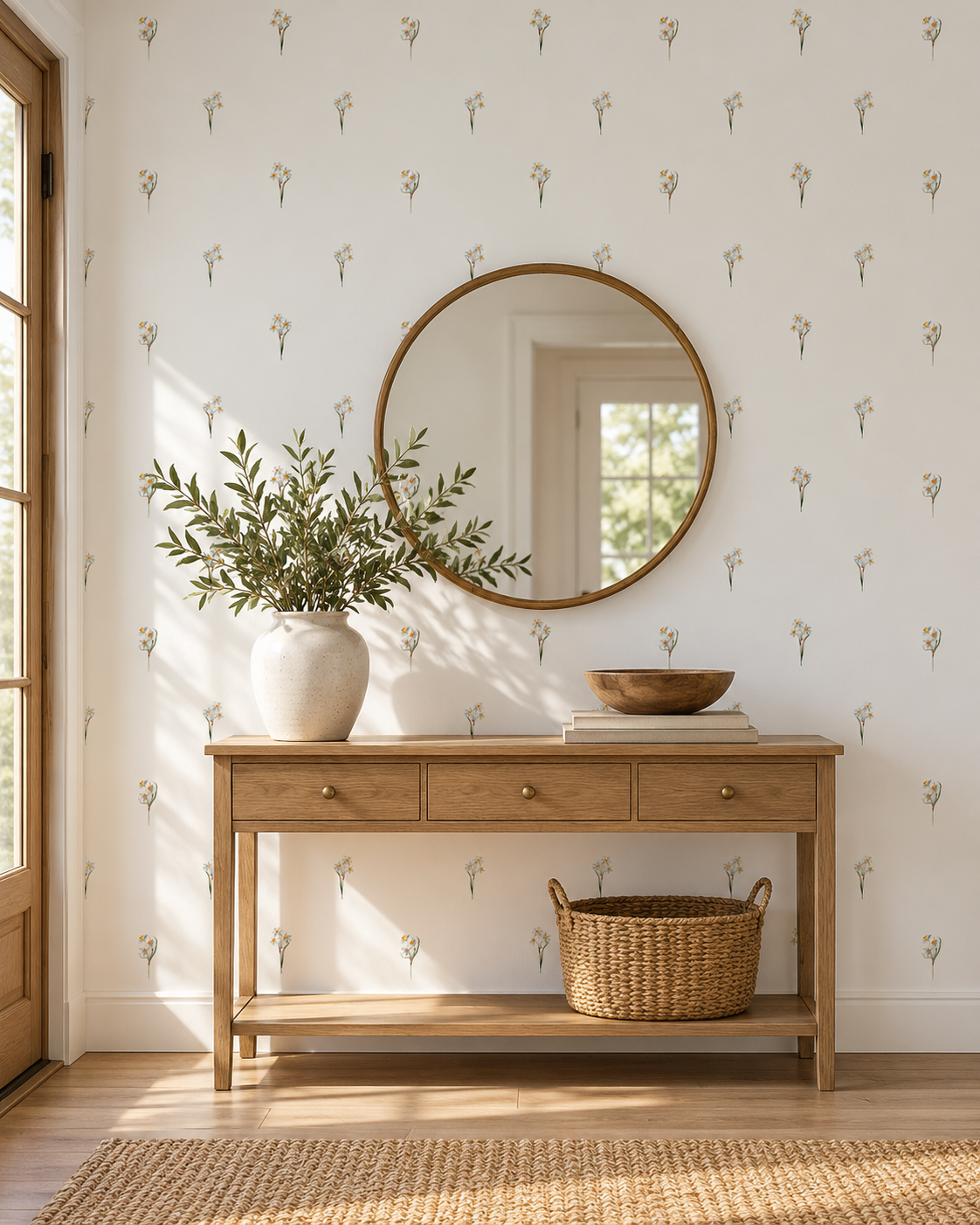 Meadow Sprig Wallpaper in a styled interior