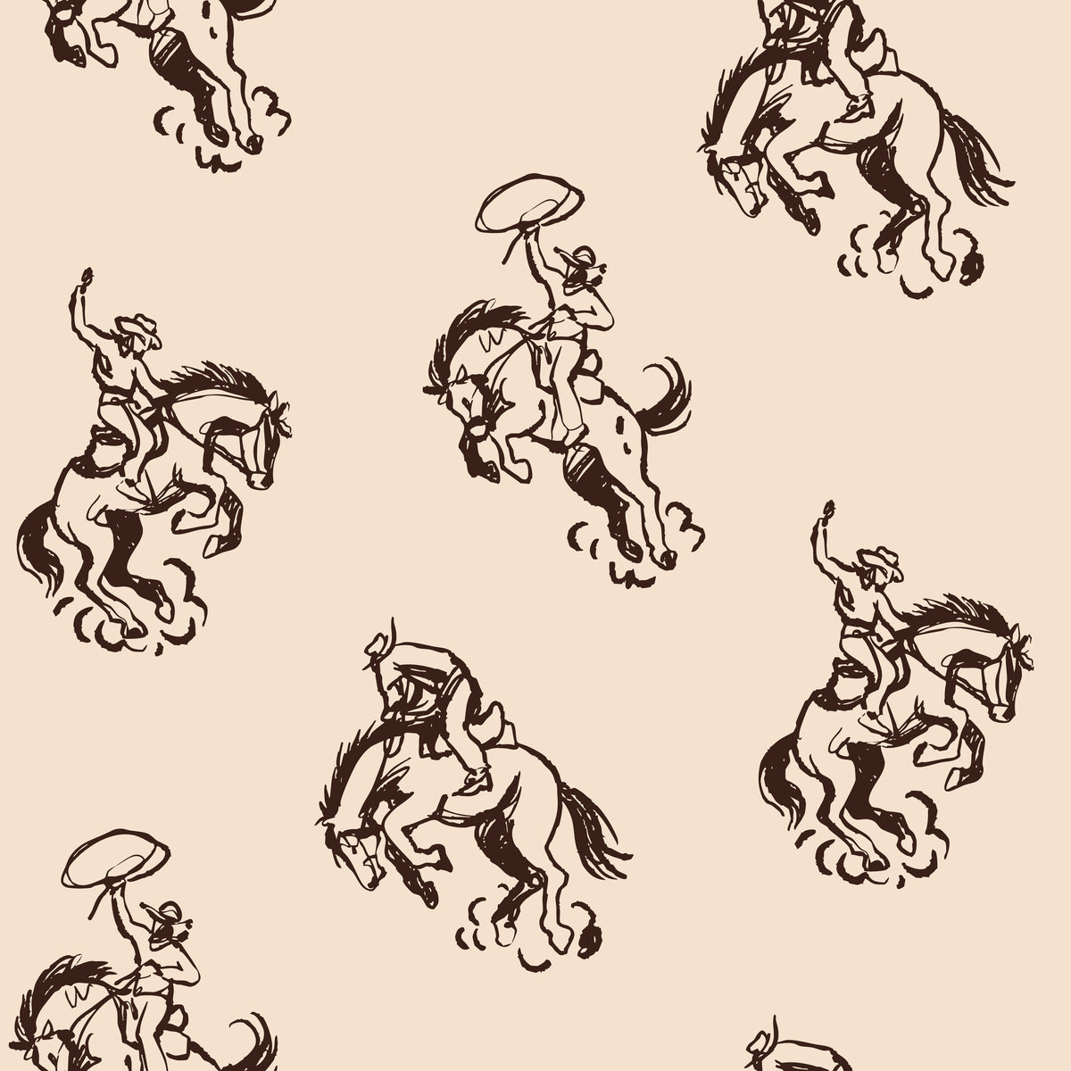 WP500 Rodeo Cowboy Wallpaper flat pattern design
