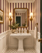 Heirloom Ticking Wallpaper styled room view 4