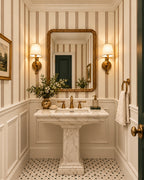 Tobacco Ticking Wallpaper styled room view 4