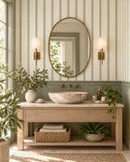 Jade Ticking Wallpaper styled room view 4