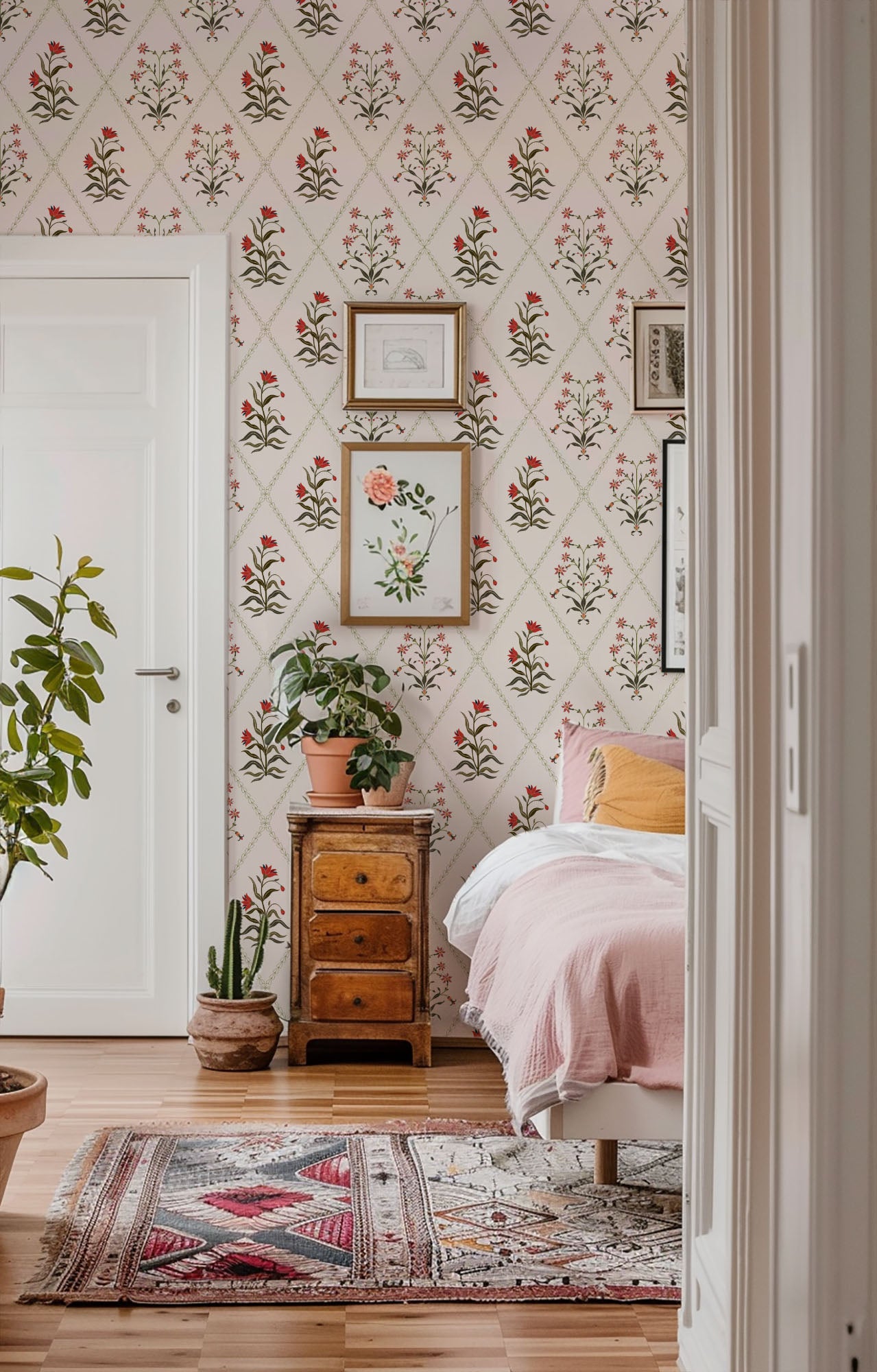 botanic trellis wallpaper, premium peel & stick, 2x8 feet 24 inches x 96 inches, home decor