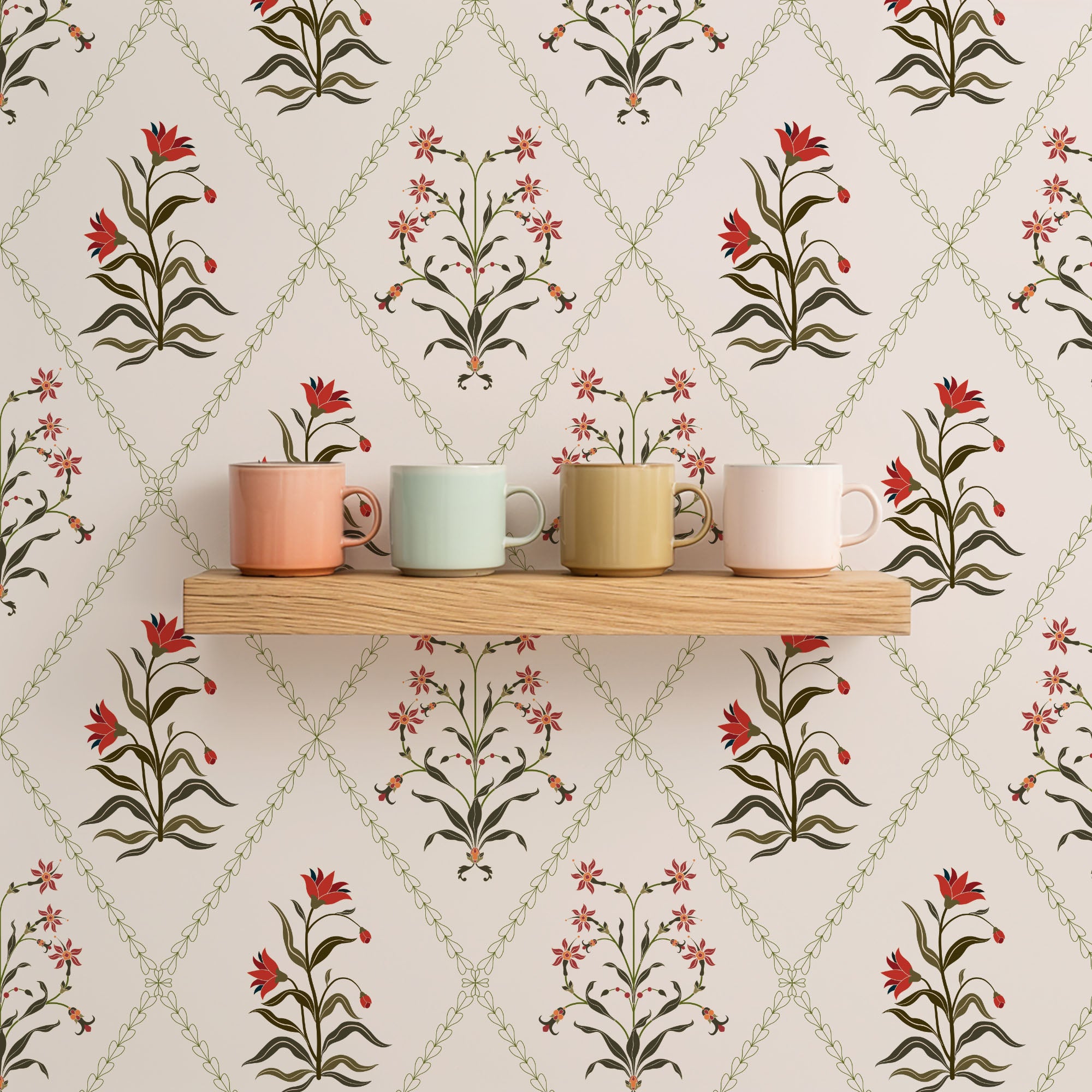 Botanic Trellis (L) Wallpaper