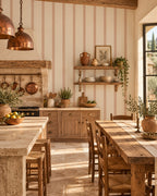 Clay Ticking Wallpaper styled room view 2