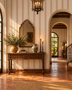 Clay Ticking Wallpaper styled room view 4