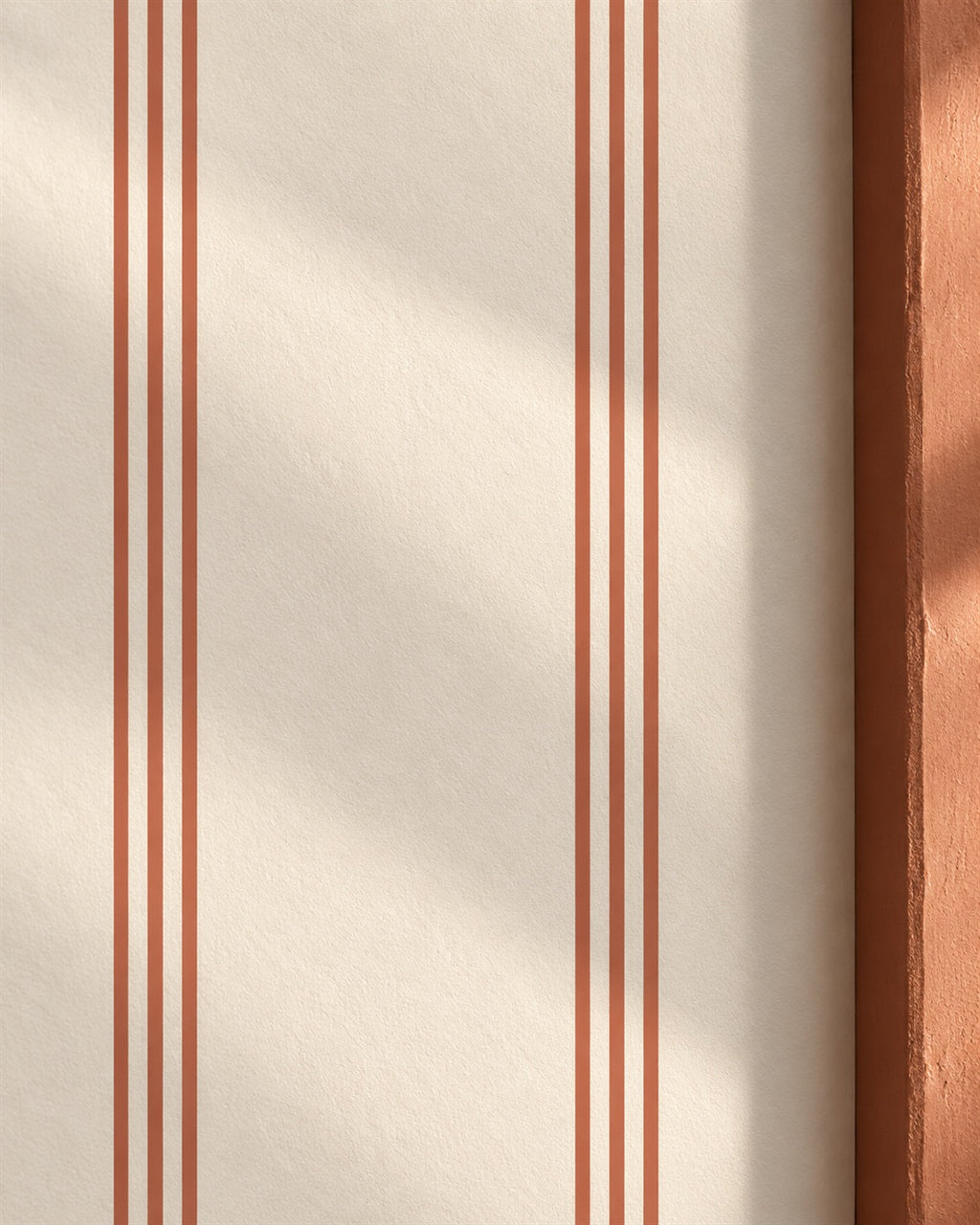 Clay Ticking Wallpaper styled room view 5