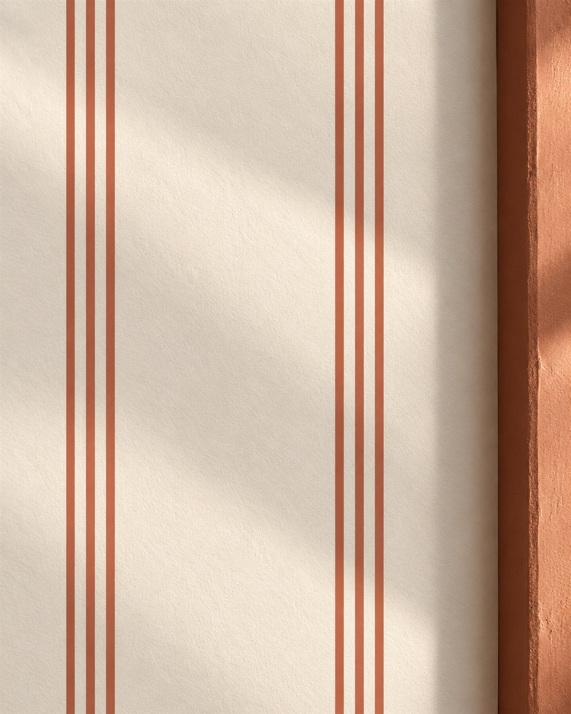 Clay Ticking Wallpaper styled room view 5