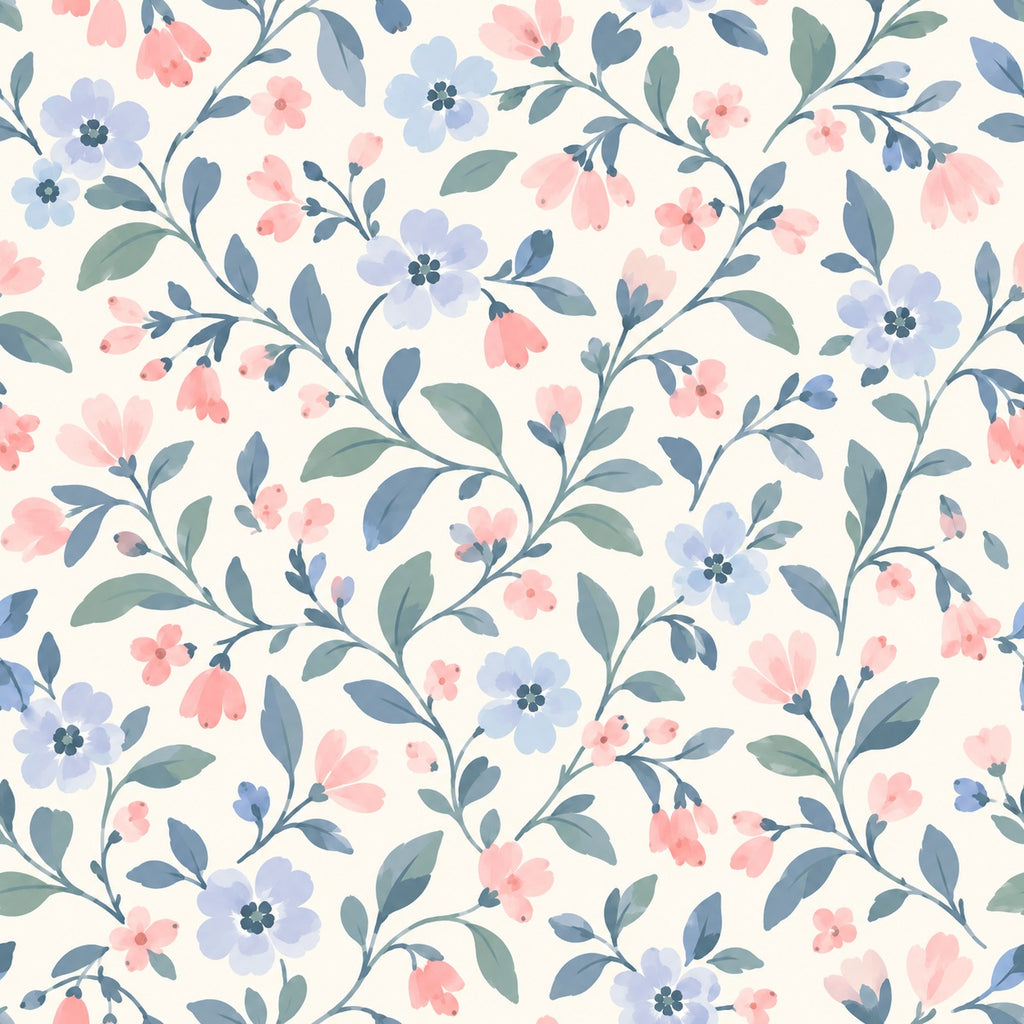 WP525 Bluebell Blush Wallpaper flat pattern design