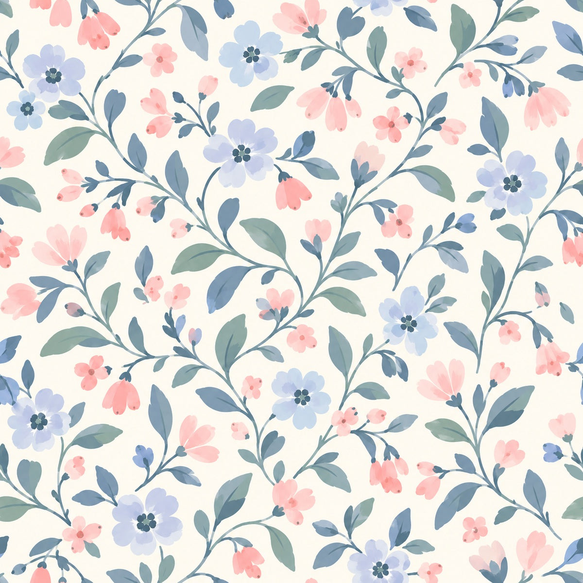 WP525 Bluebell Blush Wallpaper flat pattern design