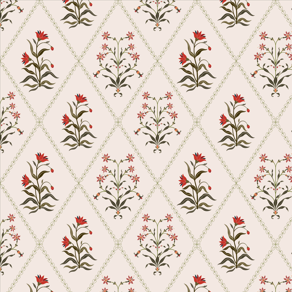 botanic trellis wallpaper, premium peel & stick, 2x4 feet 24 inches x 48 inches, home decor