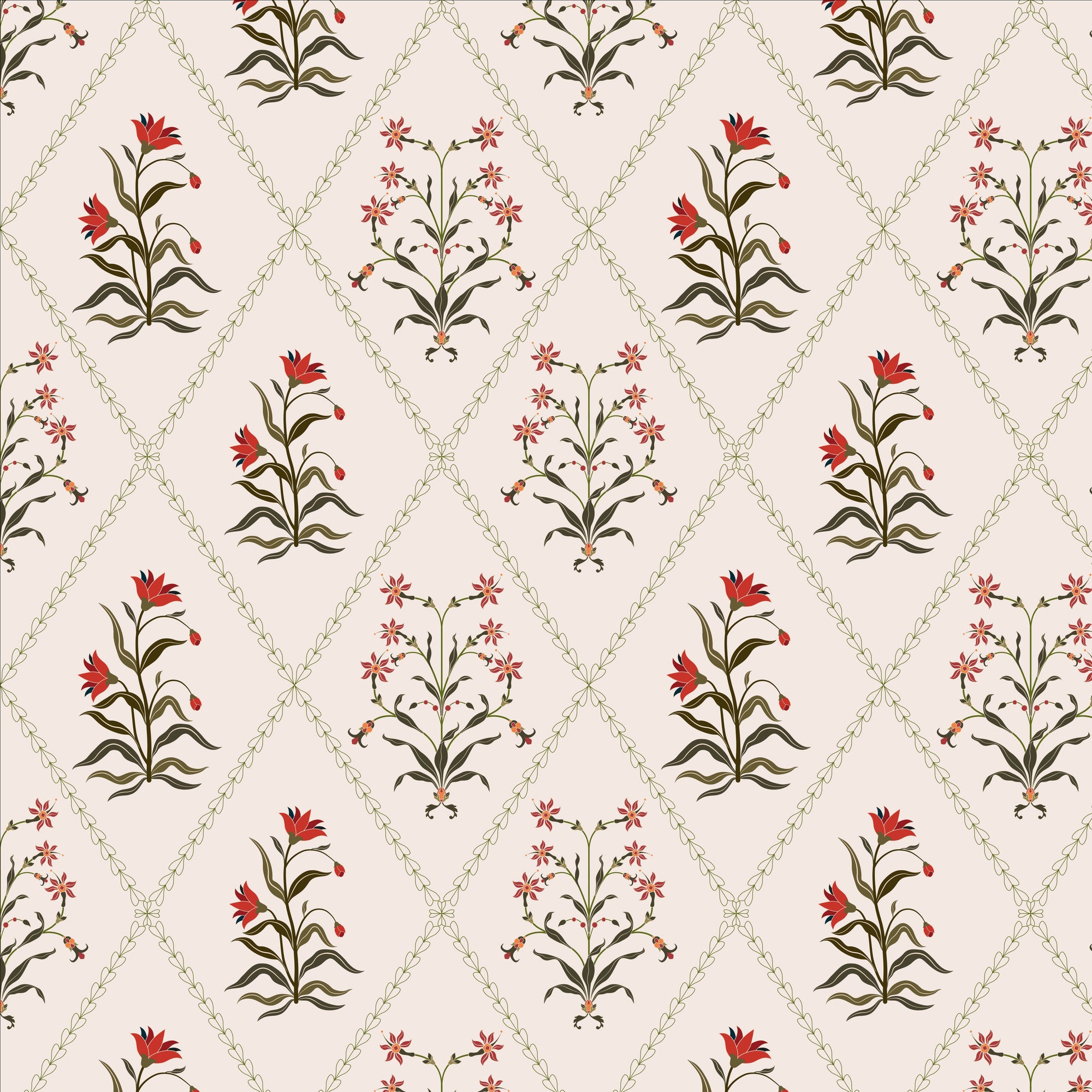 botanic trellis wallpaper, premium peel & stick, 2x4 feet 24 inches x 48 inches, home decor