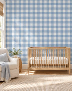Blue Gingham Wallpaper styled room 1