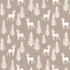 WP542 Deer Forest Wallpaper flat pattern in taupe and off-white
