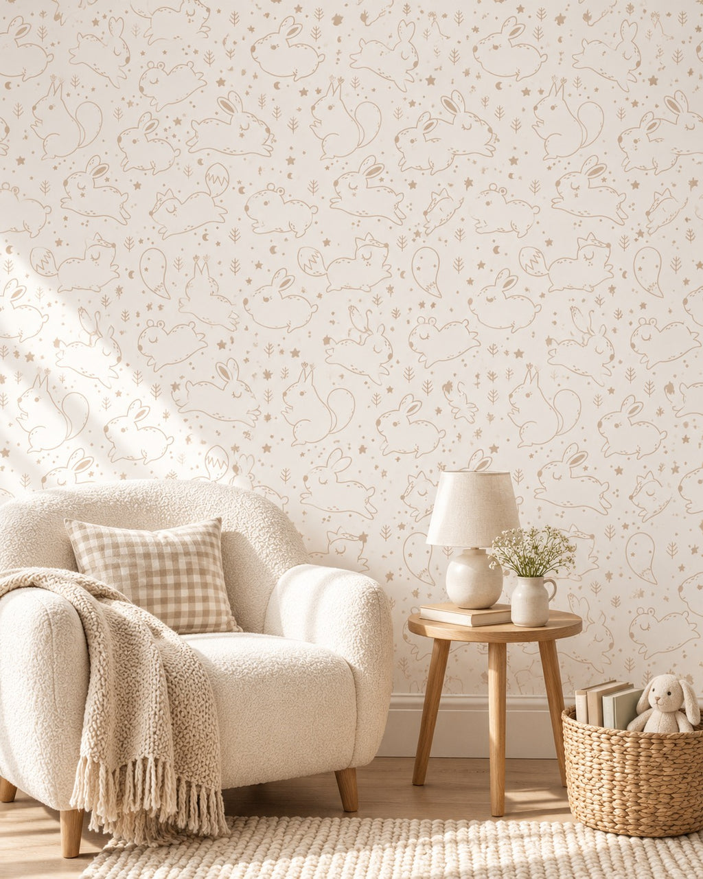 Bunny Meadow Wallpaper styled room 2