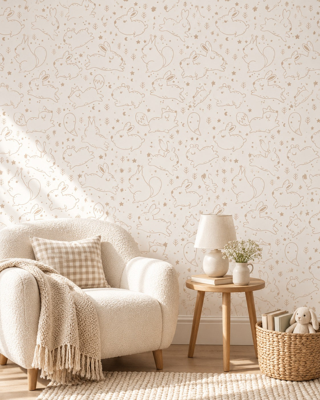 Bunny Meadow Wallpaper styled room 2