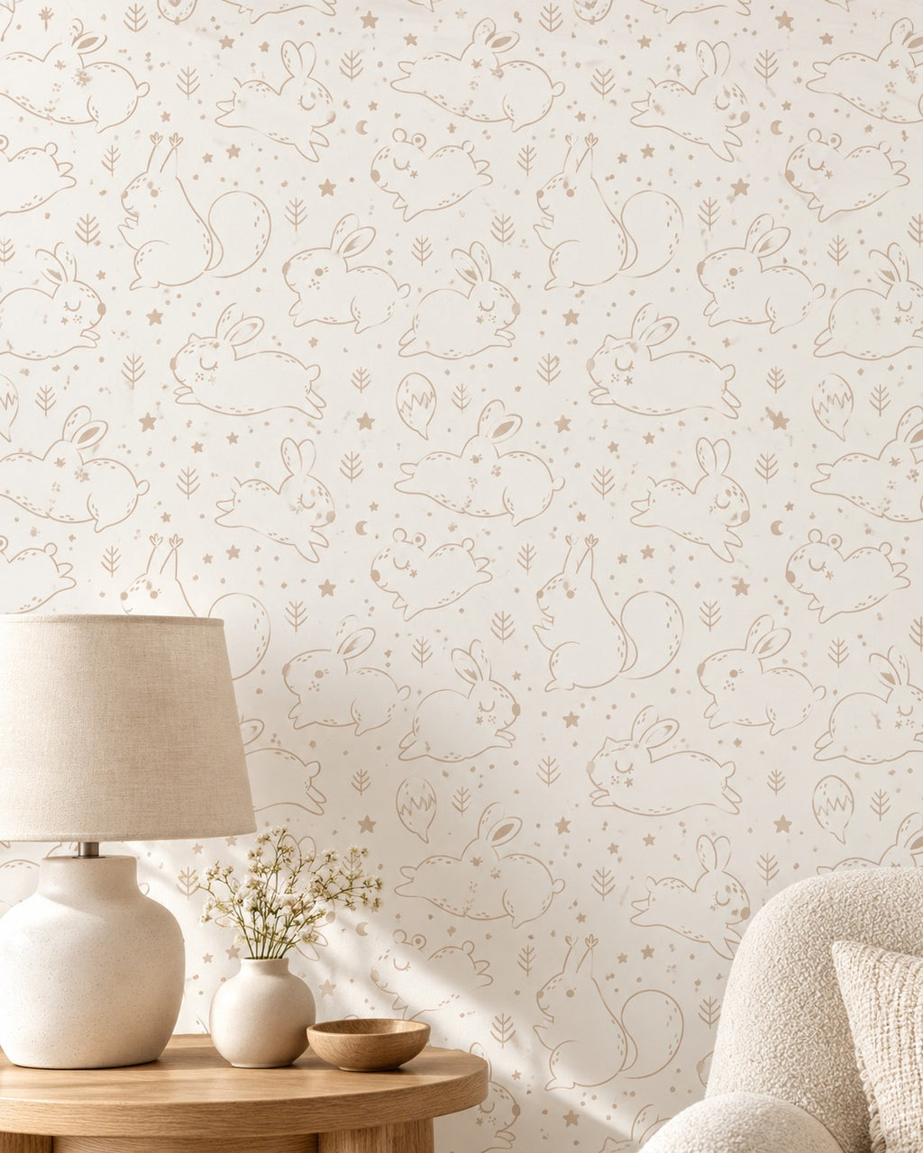 Bunny Meadow Wallpaper styled room 3