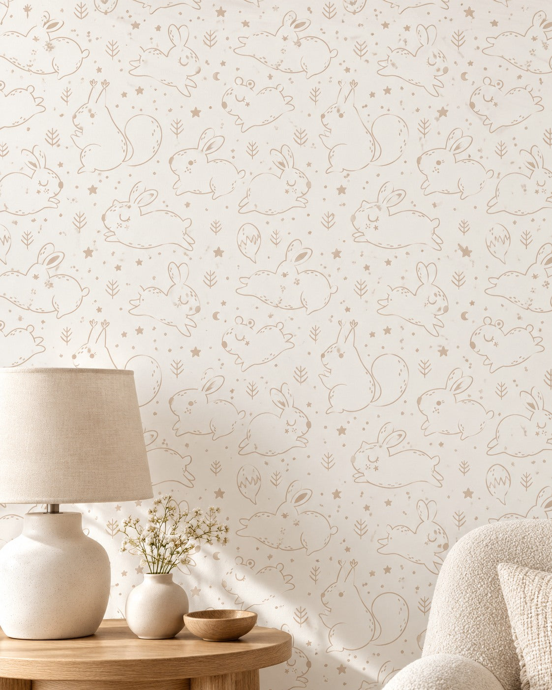 Bunny Meadow Wallpaper styled room 3