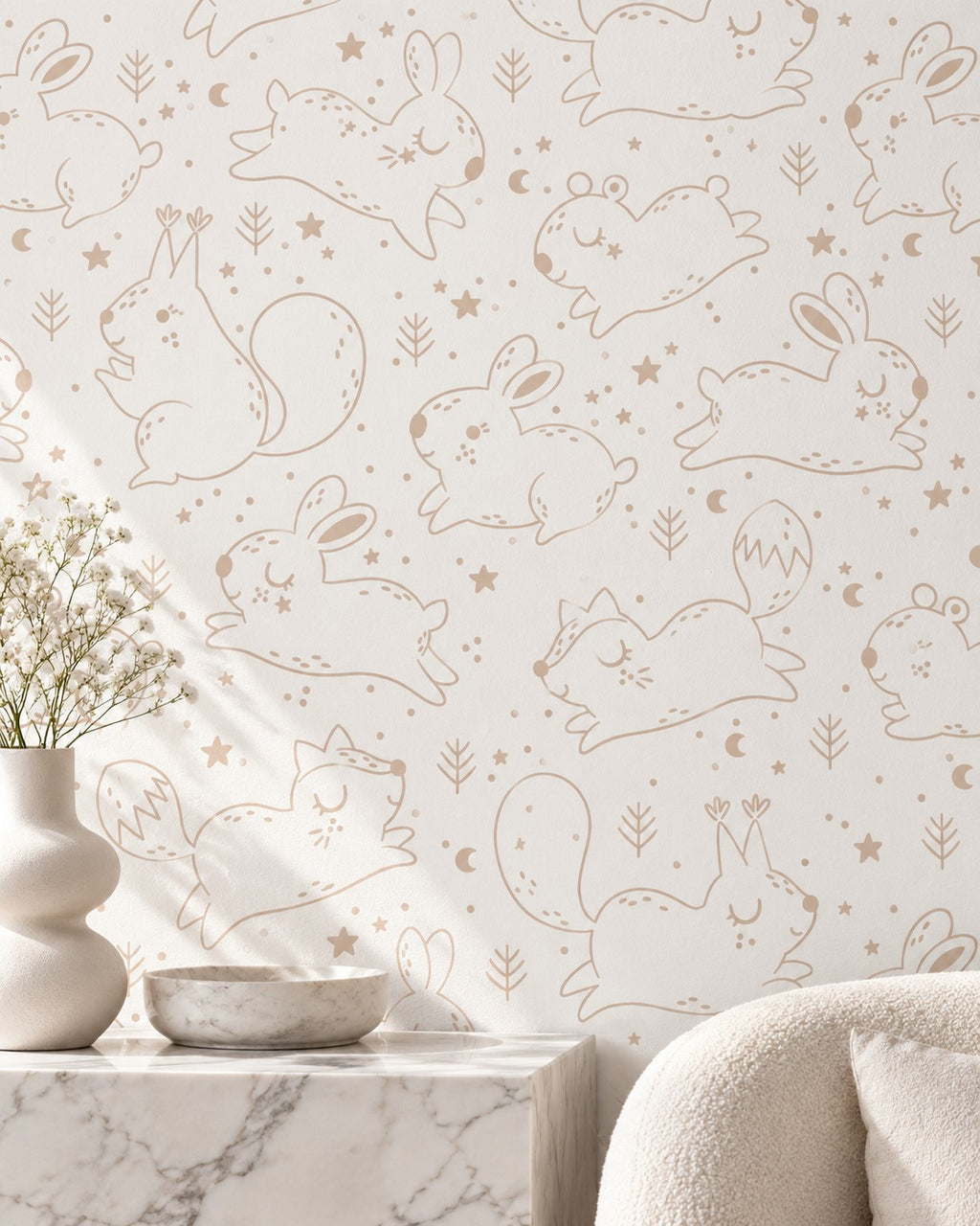 Bunny Meadow Wallpaper styled room 4