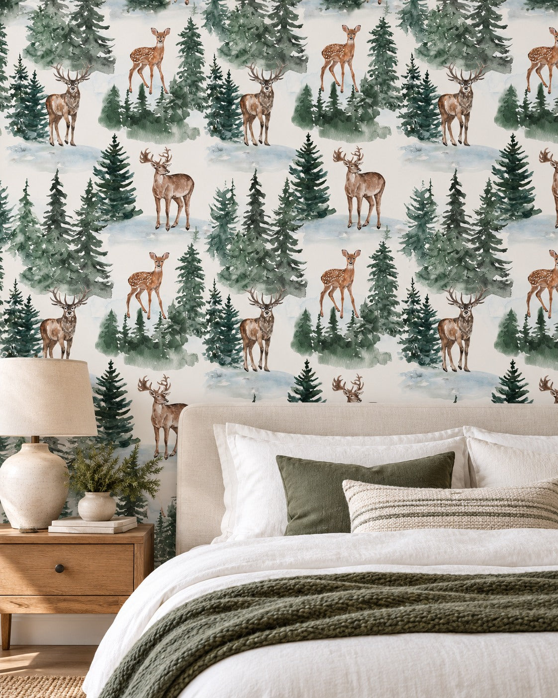 Watercolor Deer Wallpaper bedroom