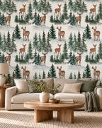 Watercolor Deer Wallpaper living room