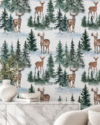 Watercolor Deer Wallpaper room detail