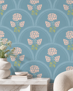 Hydrangea Arch Wallpaper in a styled interior