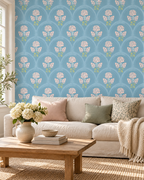 Hydrangea Arch Wallpaper in a styled interior