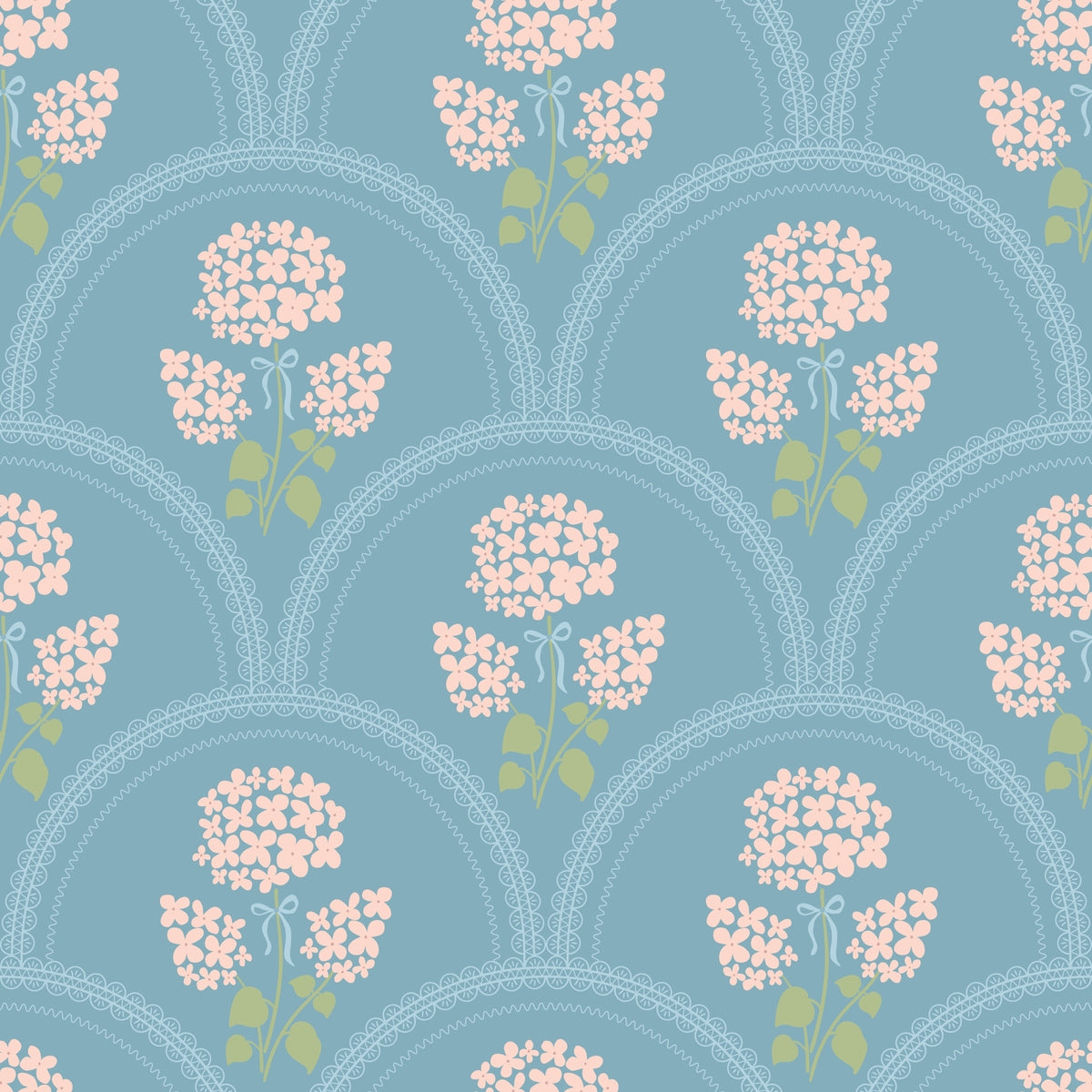 WP556 Hydrangea Arch Wallpaper flat pattern design