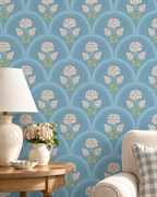 Hydrangea Arch Wallpaper in a styled interior