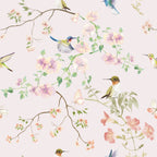 Hummingbird Garden Wallpaper - Pink