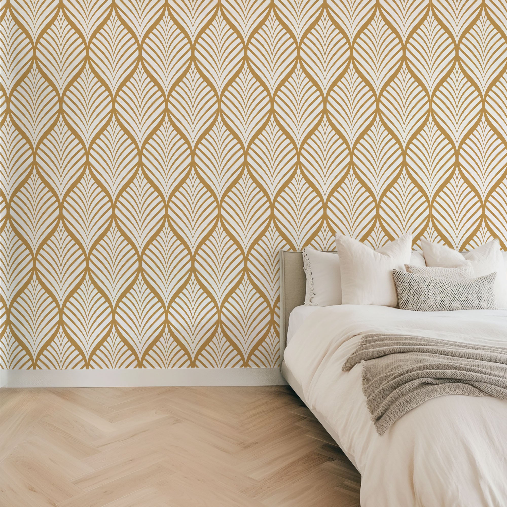 Art Deco Leaf Wallpaper