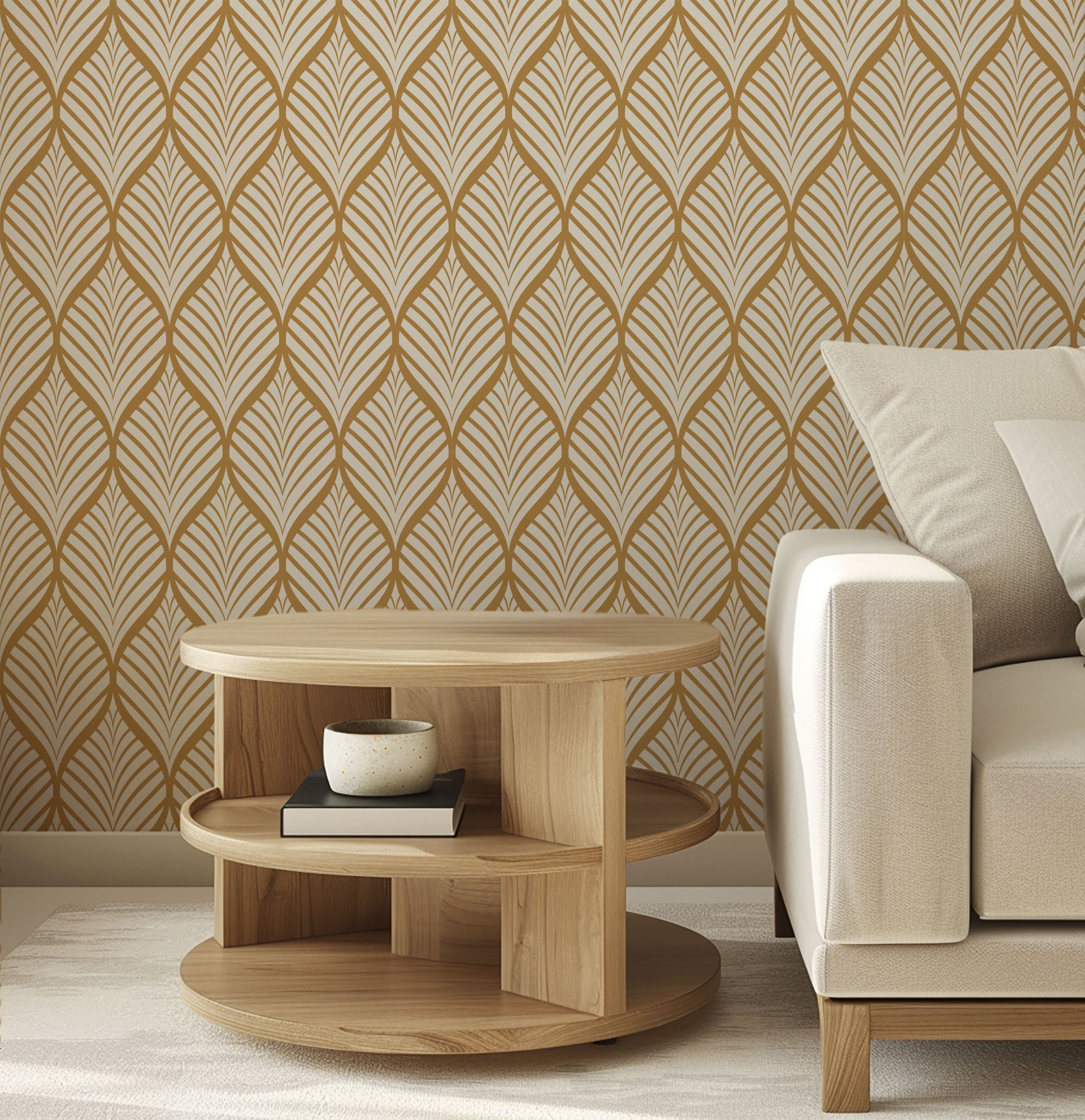 geometric leaf wallpaper, premium peel & stick, 2x8 feet 24 inches x 96 inches, home decor