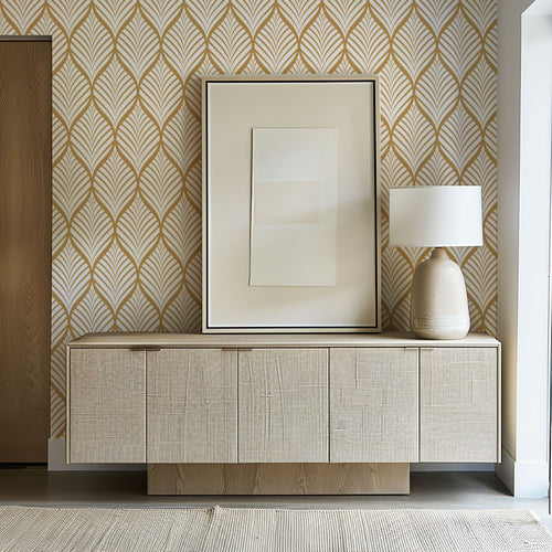 Art Deco Leaf Wallpaper