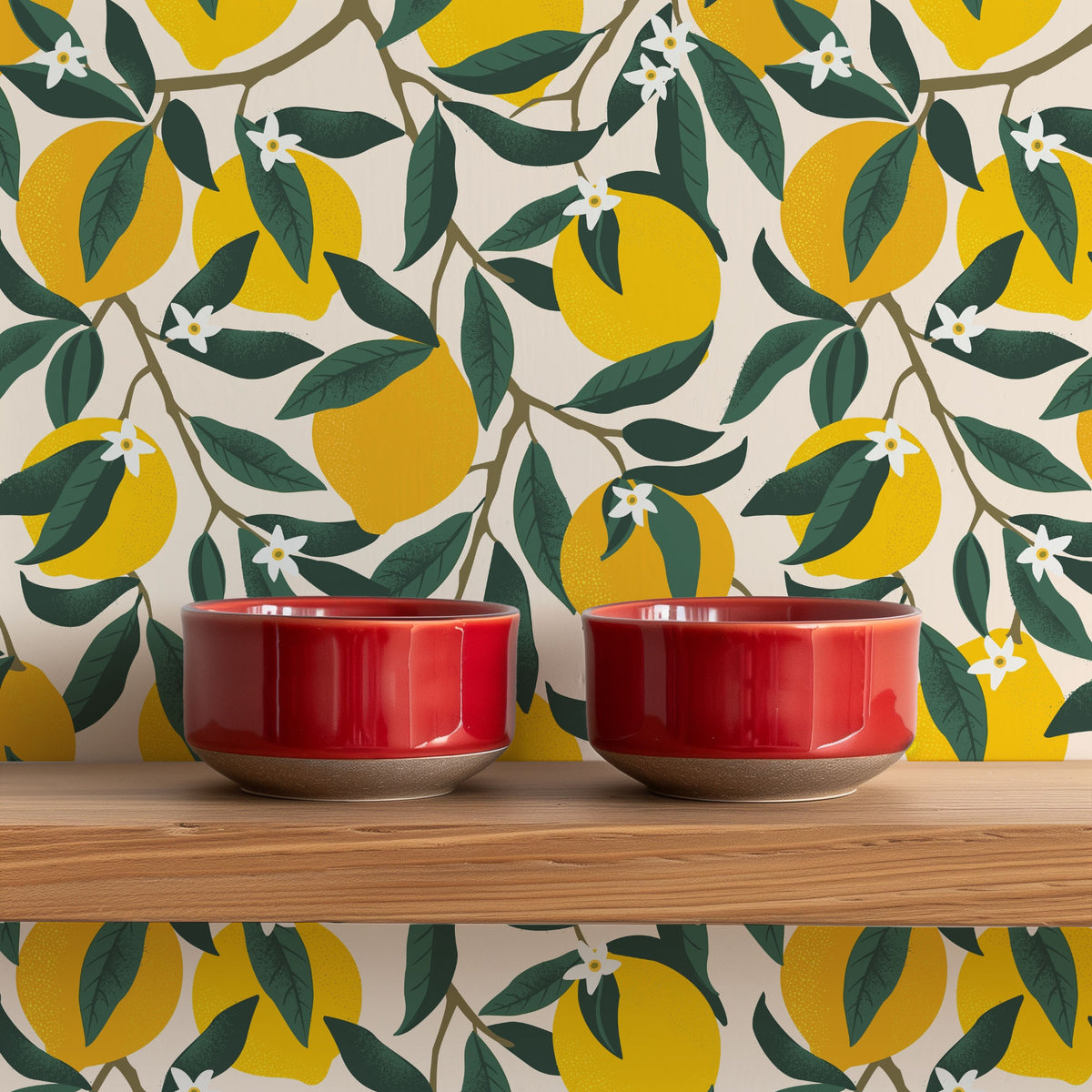 kitchen lemon wallpaper, premium peel & stick, 2x6 feet 24 inchesx 72 inches, home decor