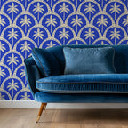 azure palms wallpaper, premium peel & stick, 2x6 feet 24 inchesx 72 inches, home decor