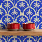 azure palms wallpaper, premium peel & stick, 2x4 feet 24 inches x 48 inches, home decor