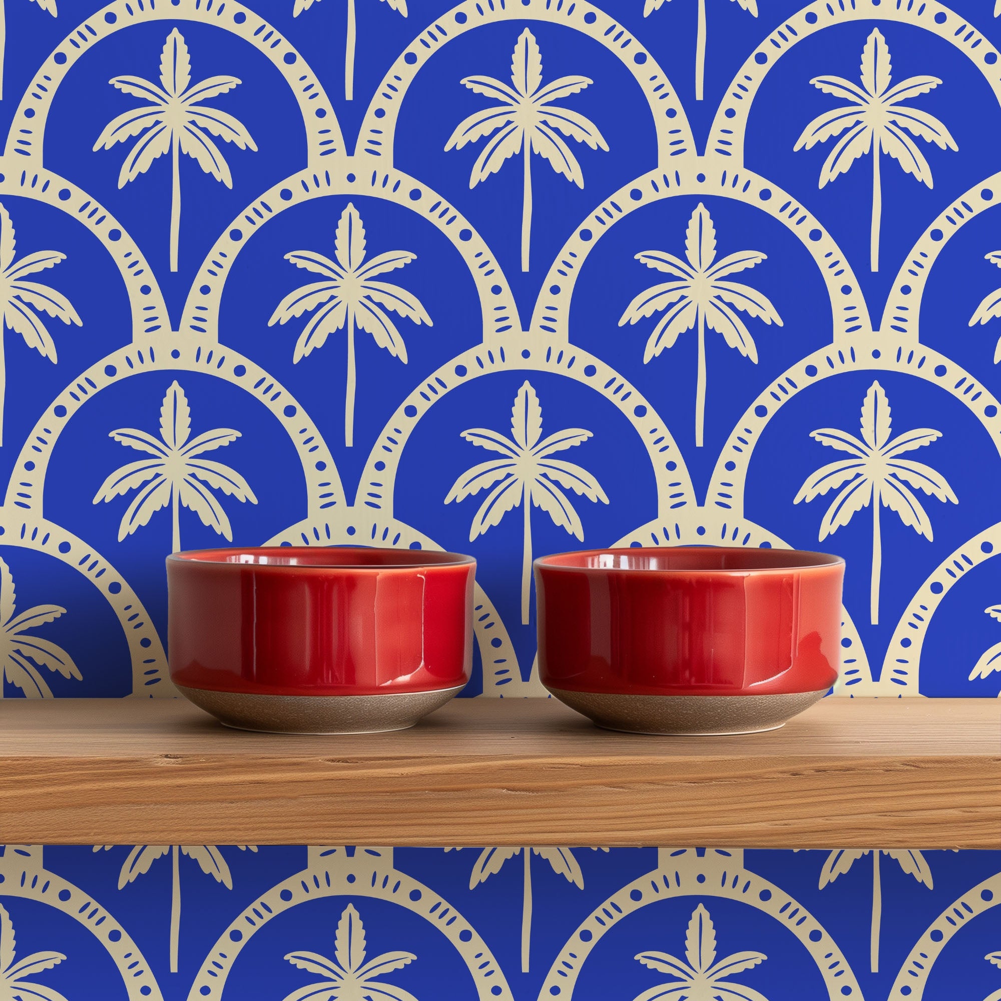 azure palms wallpaper, premium peel & stick, 2x4 feet 24 inches x 48 inches, home decor