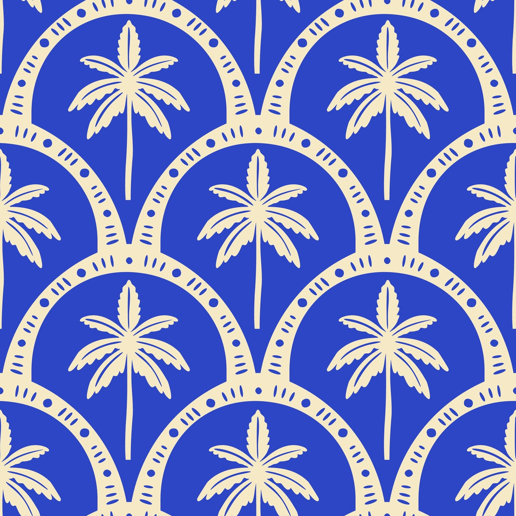azure palms wallpaper, premium peel & stick, 12 inchesx12 inches sample, geometric, wallpaper decor